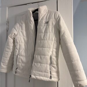 New Balance White and Gray Sherpa-Lined Jacket